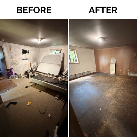Basement Junk Removal Before and After Before and after basement junk removal project with unwanted items removed