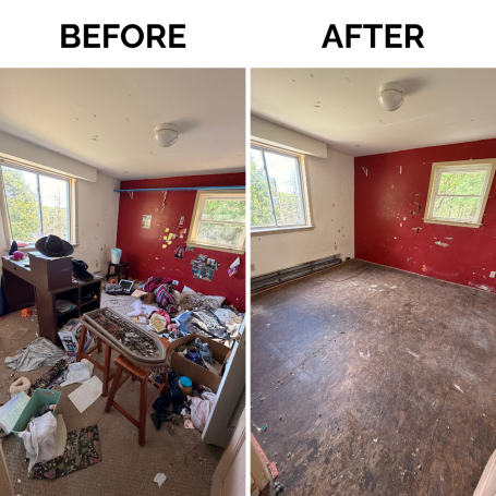Bedroom Cleanout Before and After Before and after bedroom cleanout completed by Just Junk It Junk Removal